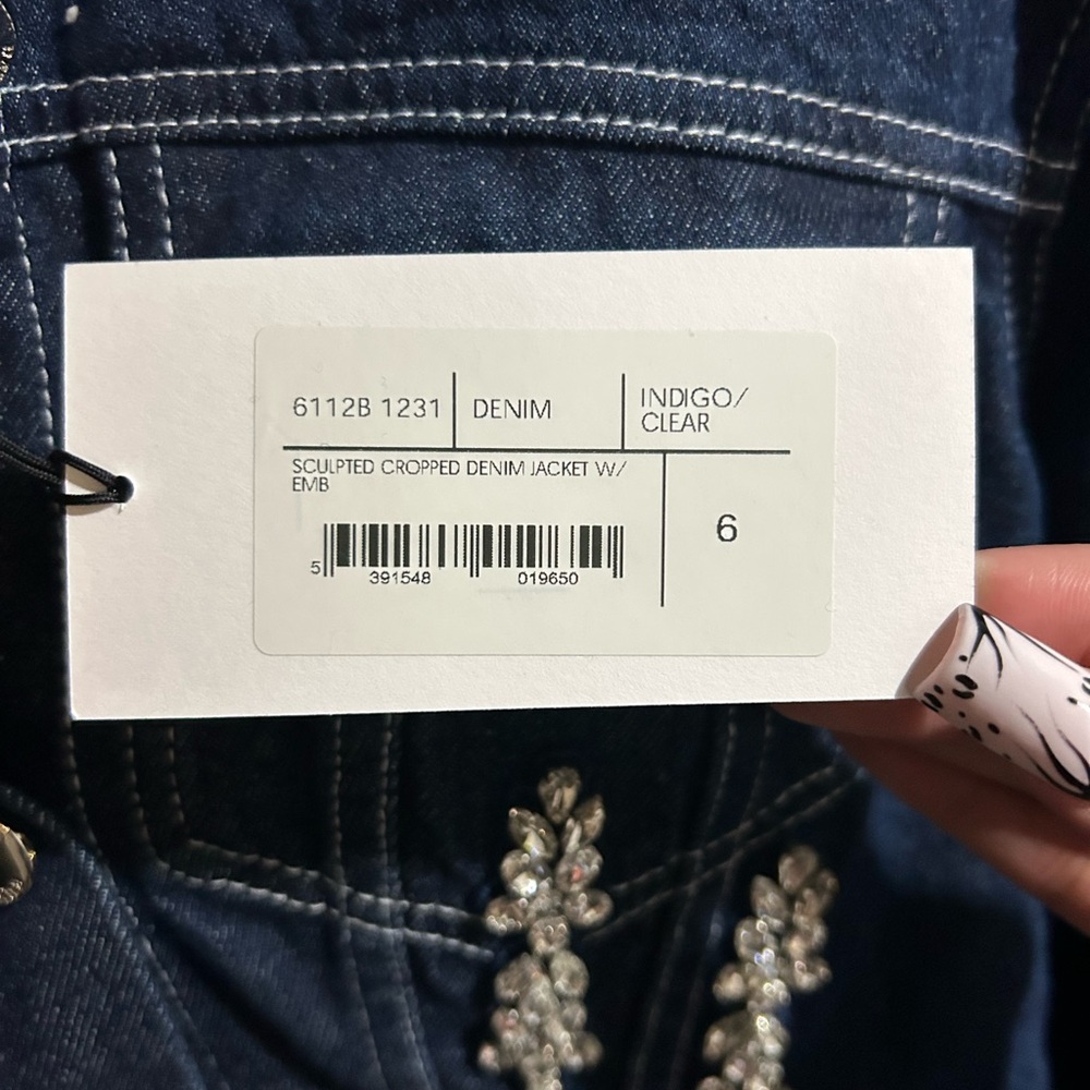 Simone Rocha Blue Embellished Jean Jacket - Picture 3 of 7